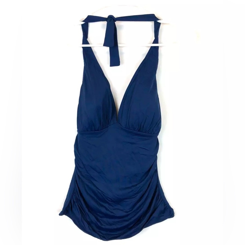 Bleu Rod Beattie Womens Halter Tankini Top Navy Size 8, Molded Cups